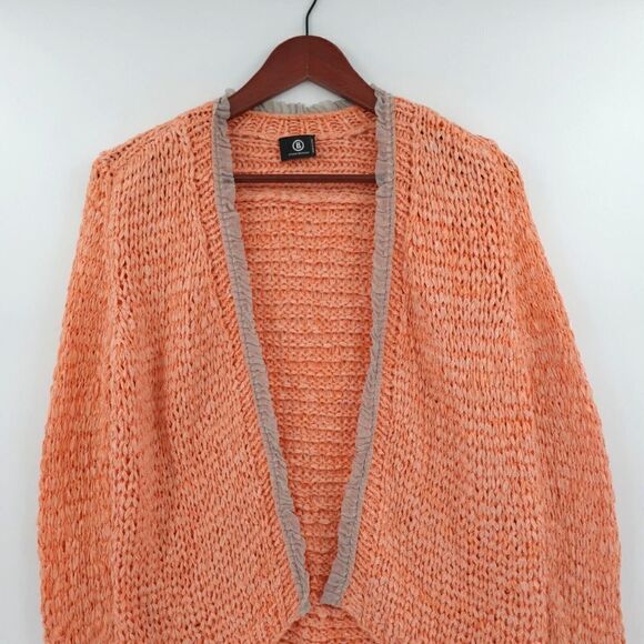 Sonia Bogner Artsy Cardigan Womens 14 Peach Ribbon Yarn Open Front Art-to-Wear - Picture 3 of 13